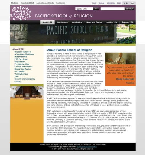 Pacific School of Religion Website 2